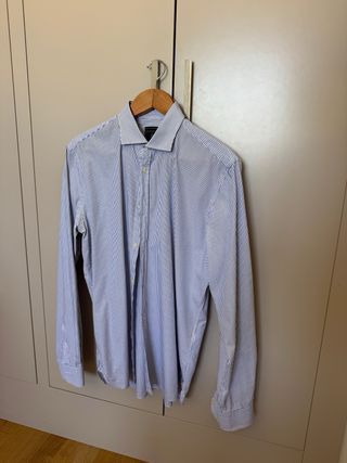 Camisa Scalpers (41/L) Blanca Rayas Azules