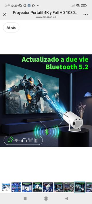 Proyector Portátil 4K/Full HD 1080P Nonete Blanco