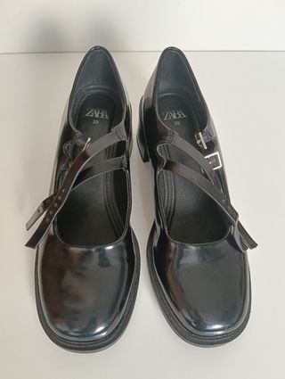 Zapatos Zara Tiras Hebillas Tacón Ancho