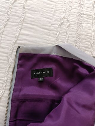 Vestido fiesta corto, gris plateado flecos de seda