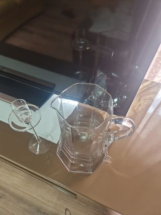 Brocca e candelabro in cristallo