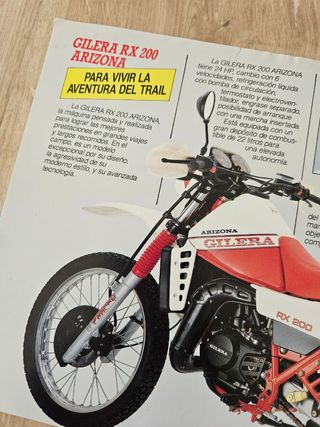 Hoja Publicitaria Moto Gilera RX 200 Arizona