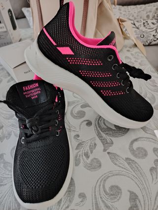 Zapatillas deportivas mujer negro y rosa