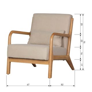 Butaca terciopelo beige y madera