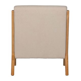 Butaca terciopelo beige y madera