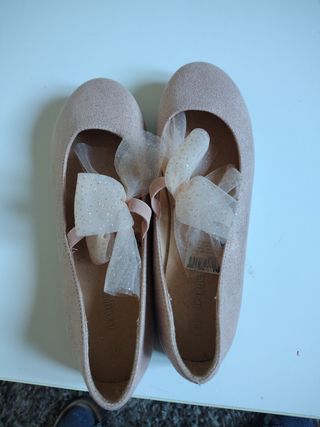 Zapatillas niña rosa lazo brillantes