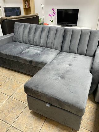 Sofá Cama Chaise Longue nuevo Gris 