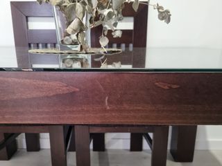 Mesa comedor cristal + 4 sillas + mesa baja