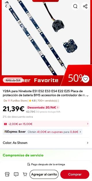 Placa protección sobrecarga patinete eléctrico