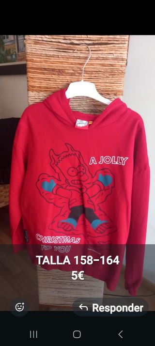 Sudadera Bart Simpson Navidad Talla 158-164