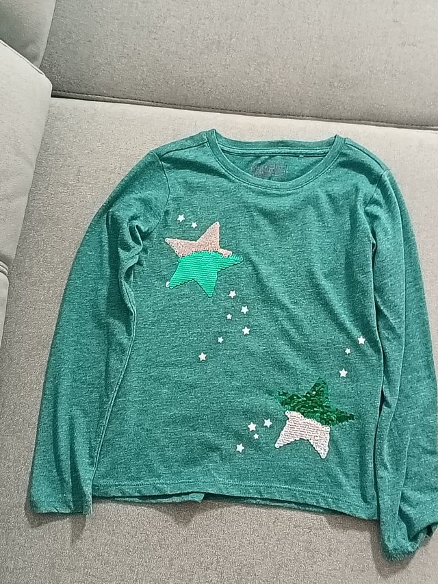 Camiseta niña estrellas lentejuelas reversibleT5-