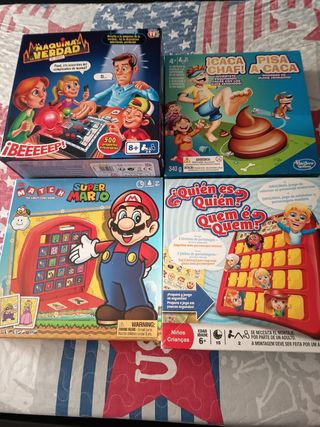 Lote 4 Juegos de Mesa: Mario, Caca, Quién es Quién