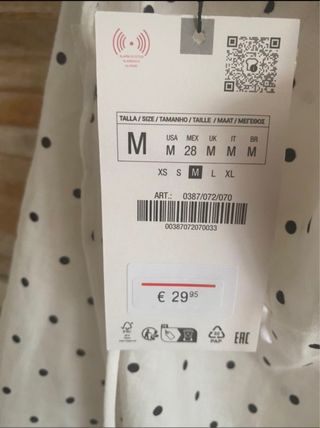 Vestido Zara lunares blanco y negro con etiqueta