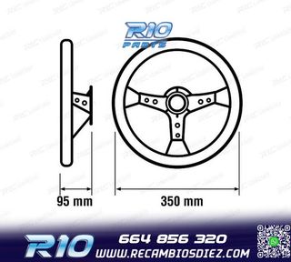 VOLANTE INVERTIDO PIEL SINTETICA NEGRO BRAZOS PLATEADOS Y RI