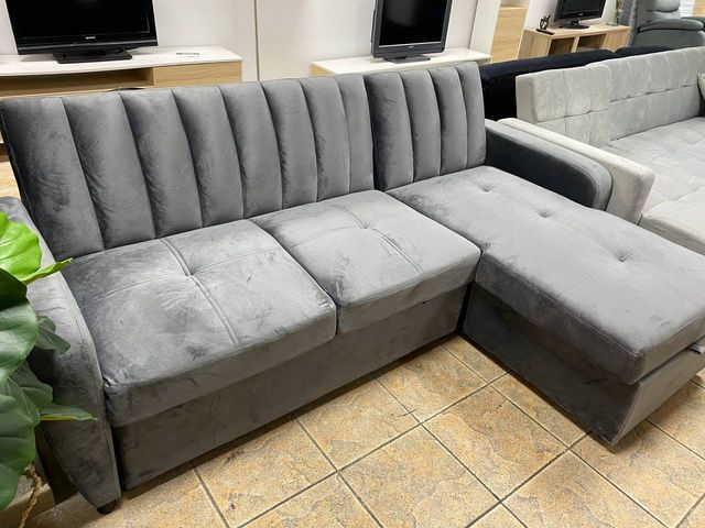 Sofá Cama Chaise Longue Gris