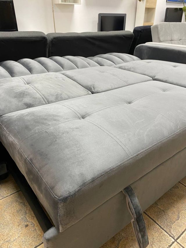 Sofá Cama Chaise Longue Gris