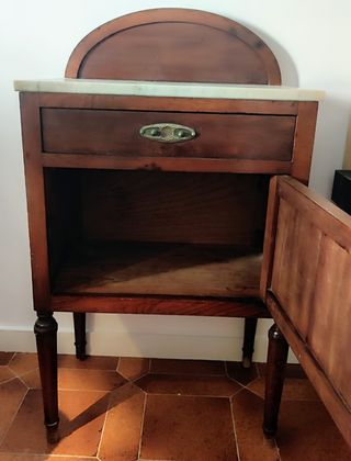 Mesita de noche antigua madera y mármol