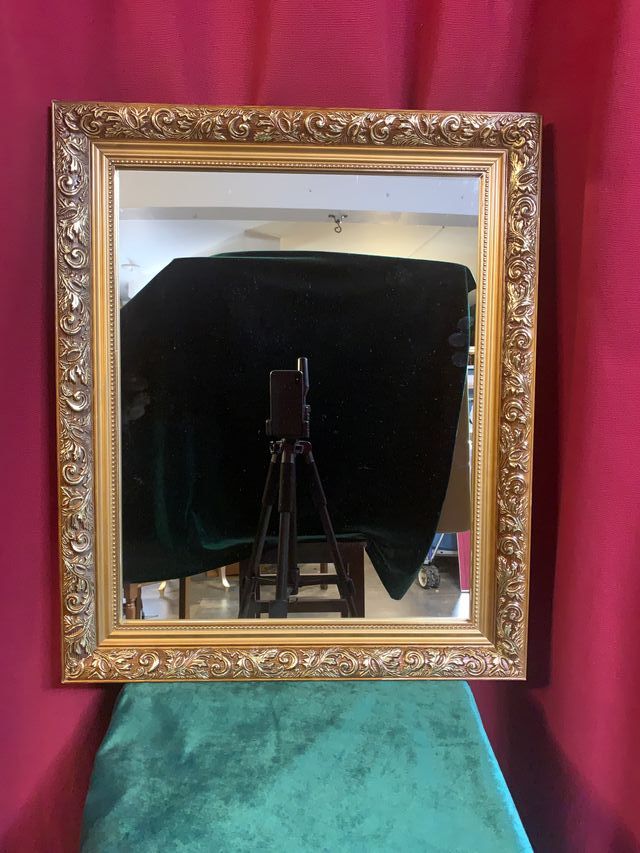 ESPEJO MADERA MACIZA AÑOS 50 DECORADO