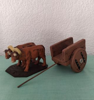 Figuras belén: Pastor y carreta con bueyes