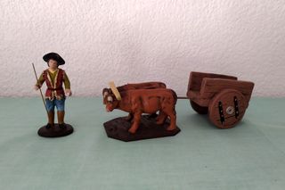 Figuras belén: Pastor y carreta con bueyes