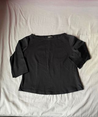 Camiseta Top Vintage Negro Talla M Mujer Elástico