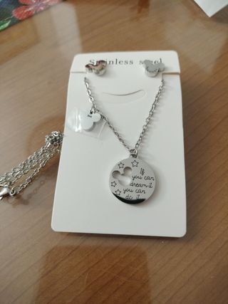 Juego Collar y Pendientes Disney Acero
