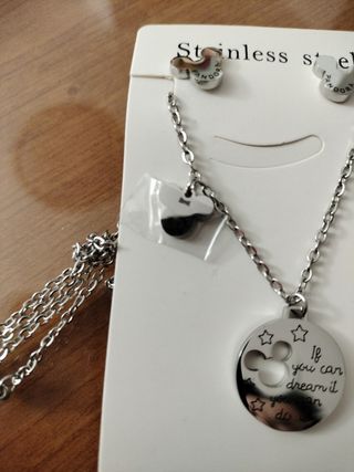 Juego Collar y Pendientes Disney Acero