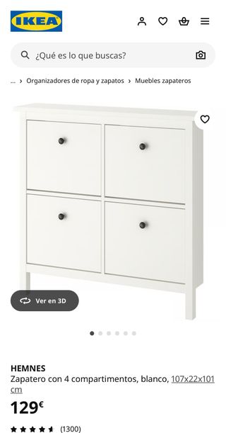 Zapatero IKEA HEMNES color Blanco