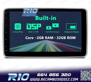 RADIO GPS ANDROID 14 GPS 1DIN LCD TÁCTIL 10"