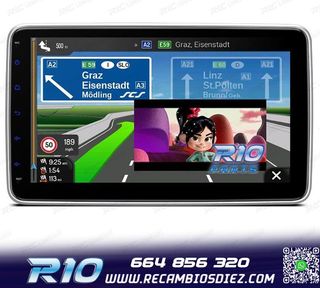 RADIO GPS ANDROID 14 GPS 1DIN LCD TÁCTIL 10"