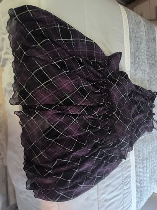 Vestido morado y negro a cuadros
