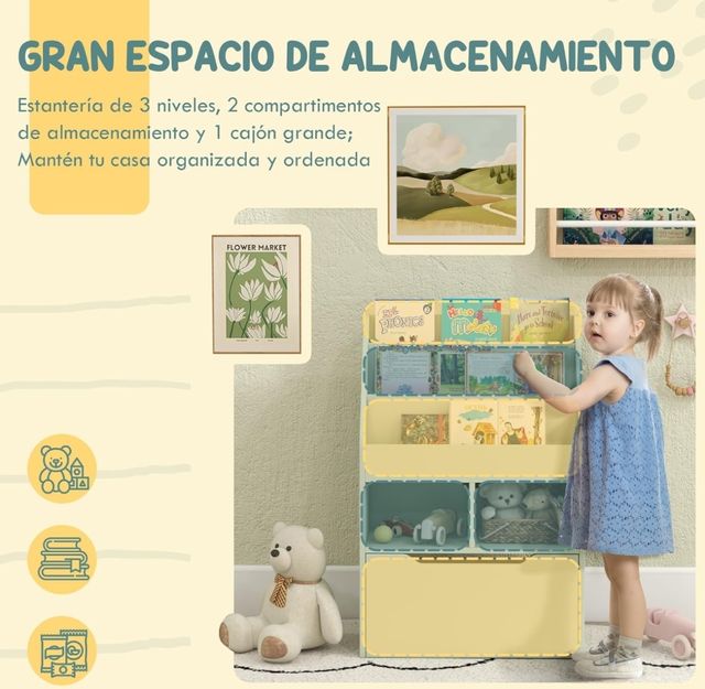 Estantería infantil Homcom madera blanca