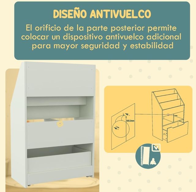 Estantería infantil Homcom madera blanca