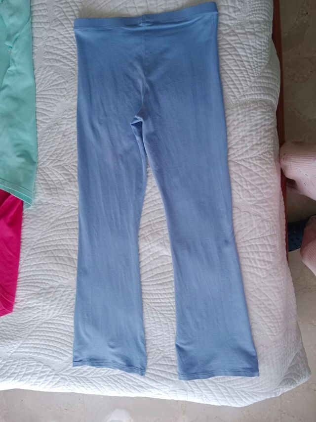 Pantalones campana azules de licra,  niña T.11/12.