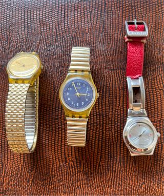 Lote 3 Relojes Swatch Oro y Rojo