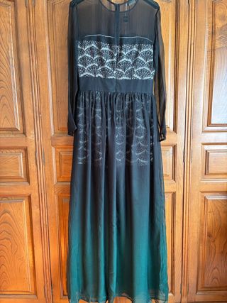 Vestido largo fiesta Roberto Verino negro/verde