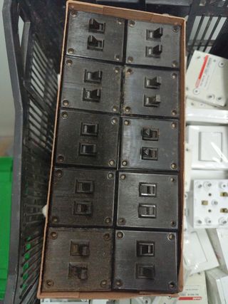 Lote 10 mecanismos interruptor doble vintage,