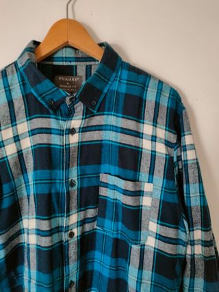 Camisa cuadros azul XL hombre