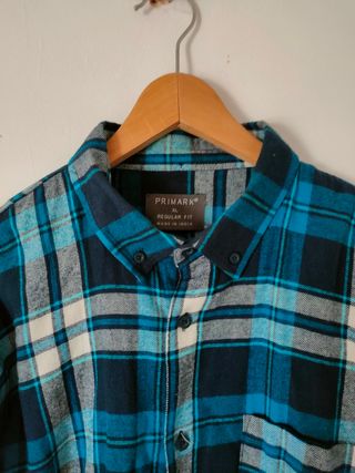 Camisa cuadros azul XL hombre