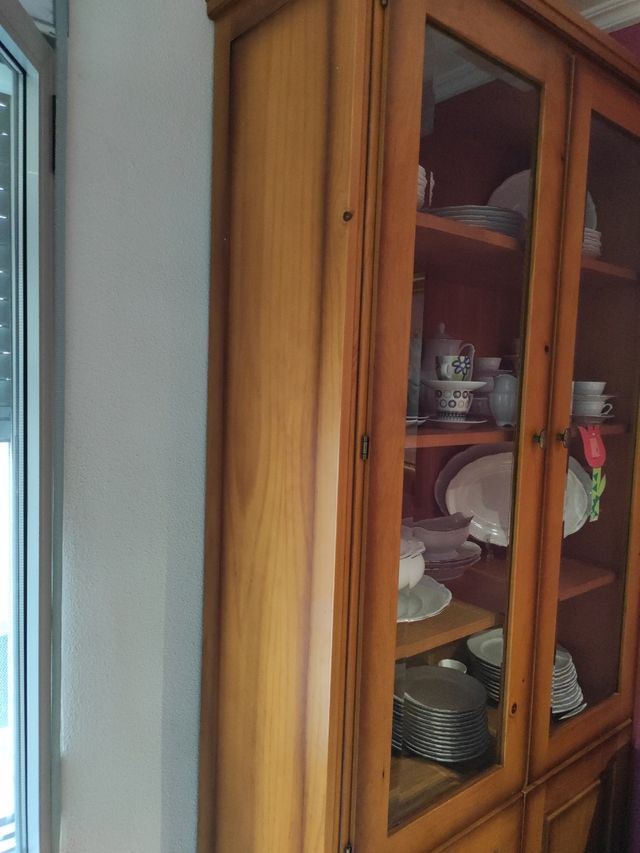 Armario Vitrina Madera y Cristal