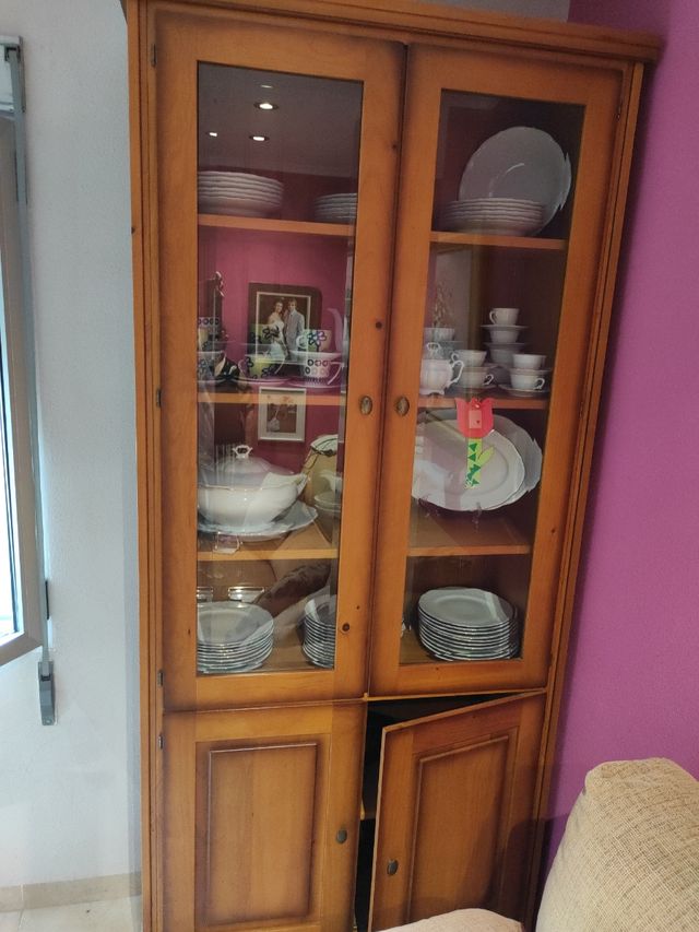 Armario Vitrina Madera y Cristal