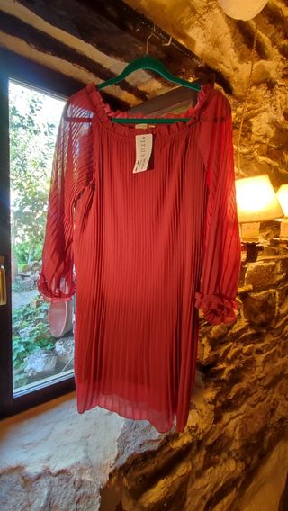 Vestido plisado ITALY MODA nuevo con etiqueta
