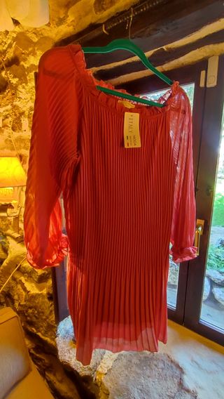 Vestido plisado ITALY MODA nuevo con etiqueta