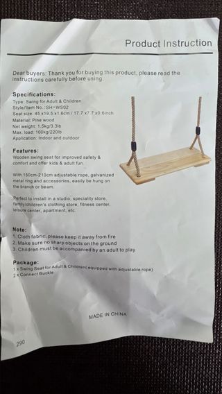 Columpio de madera para exterior