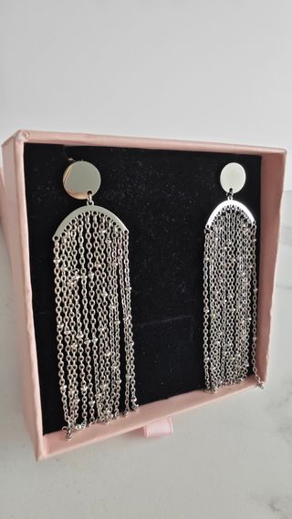 Pendientes cascada acero plateado nuevos
