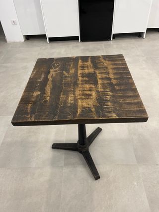 Mesa Rústica 60x60 Madera y Forja