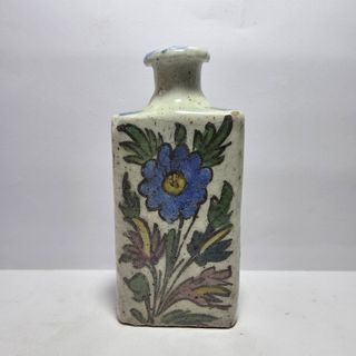 Vaso antico in ceramica smaltata fiori persiano