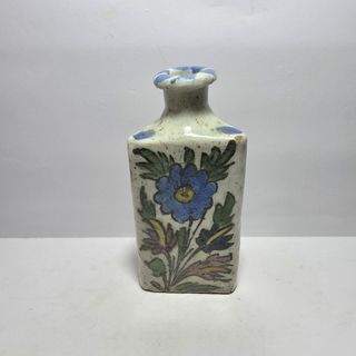 Vaso antico in ceramica smaltata fiori persiano
