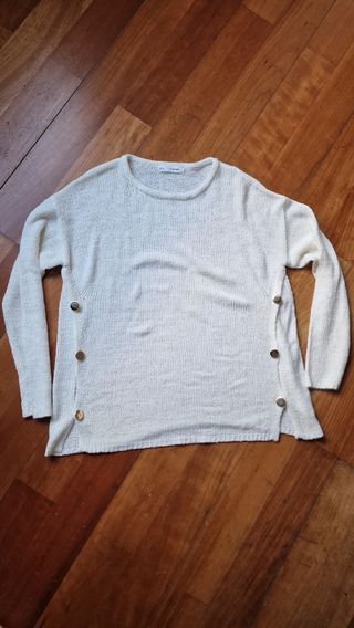 Jersey crema botones laterales Talla L