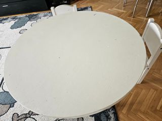Mesa y Sillas Niños Madera Blanca
